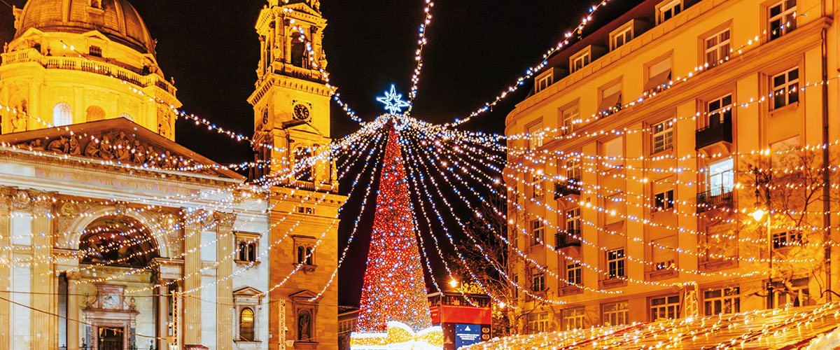 St Stephen’s Basilica and the Christmas market in Budapest